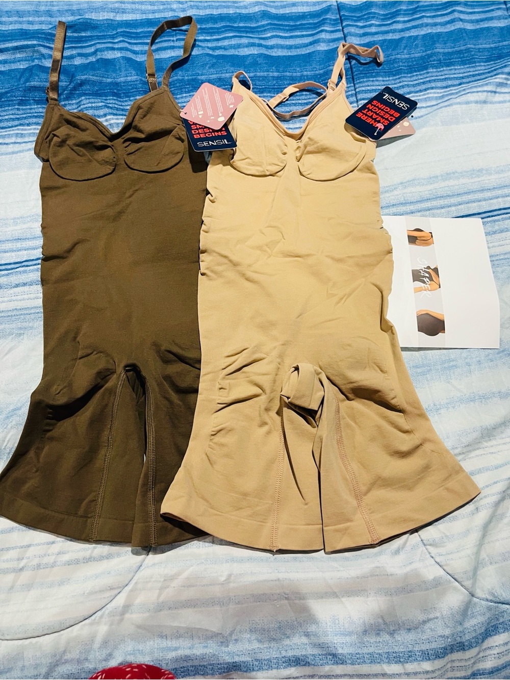 Sensil Shapewear Bodysuit Butt Lift/Waist Trim Size XS/S Beige  Brown NWT